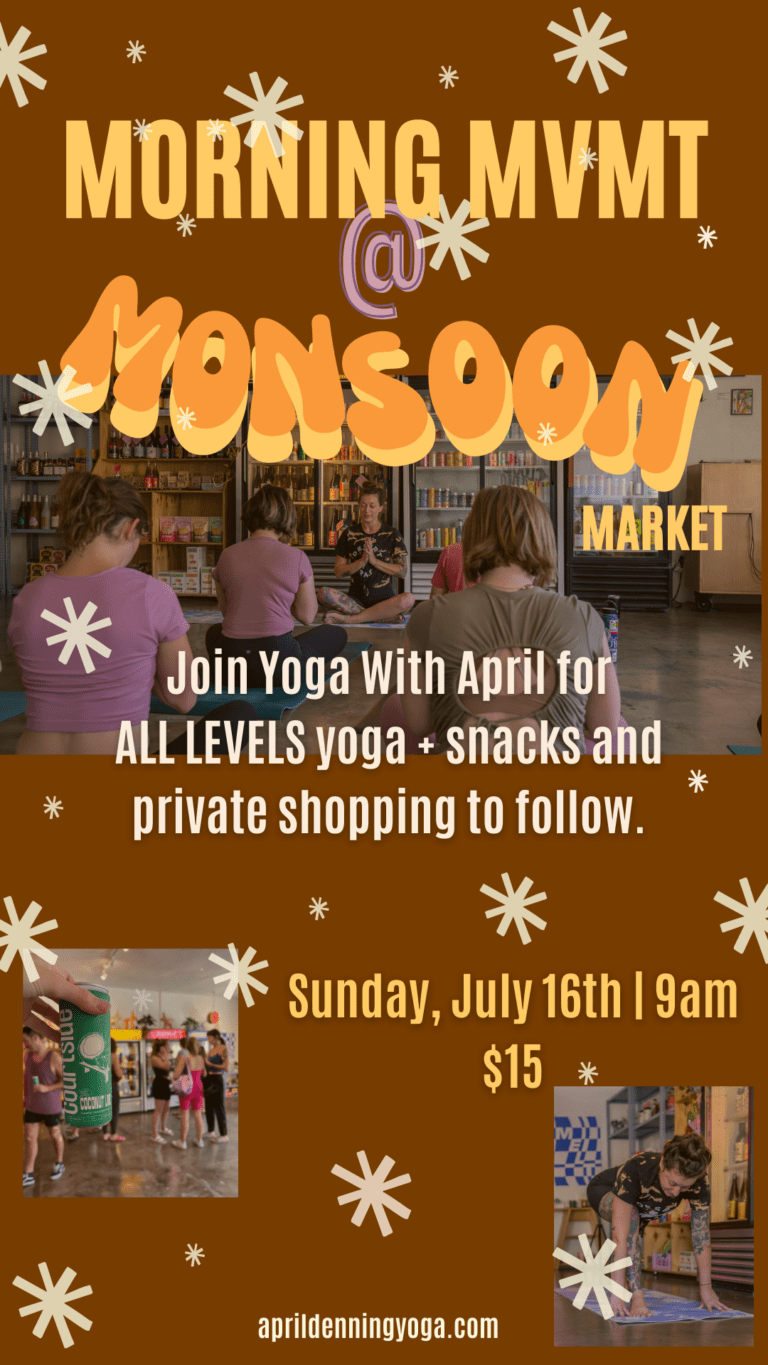 Yoga at Monsoon Market Sun. July 16th 9am